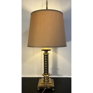 VTG Rembrandt Table Lamp Brass Hollywood Regency Rotary Base Switch Works